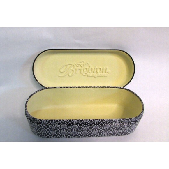 Brighton Tin Metal Sunglasses Case Only Black and White Floral Design - Picture 4 of 7